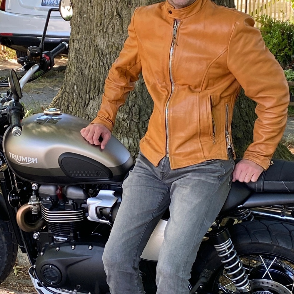 Tan Leather Lesco Vintage Motorcycle Jacket